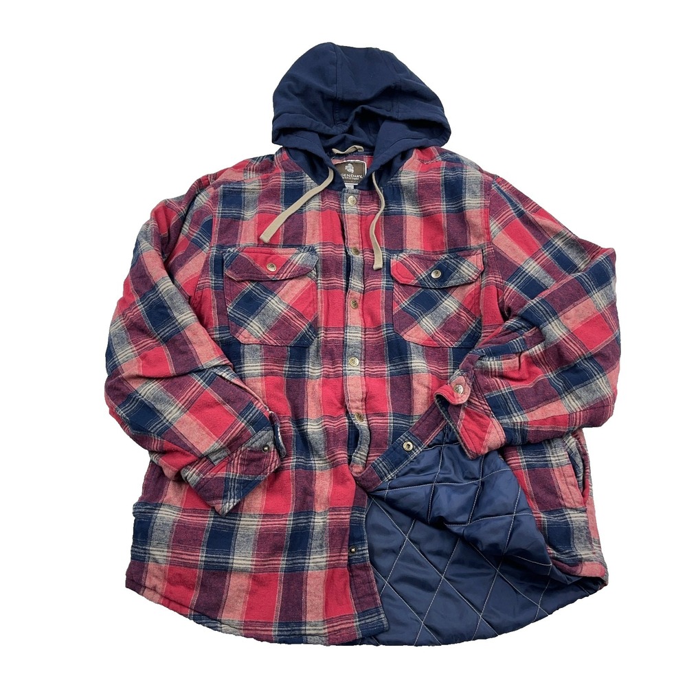 Legendary Whitetails Shacket Men XXL 2XL Red Blue Flannel Shirt Jacket Hooded